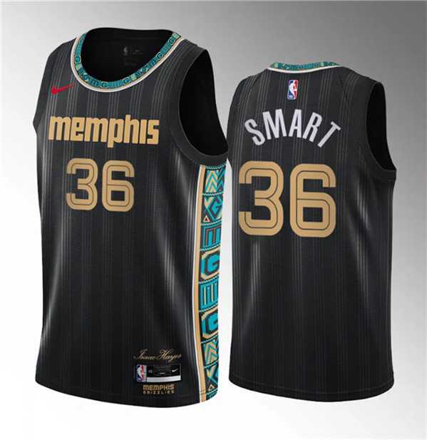 Mens Memphis Grizzlies #36 Marcus Smart Black 2023 Draft City Edition Stitched Basketball Jersey->memphis grizzlies->NBA Jersey